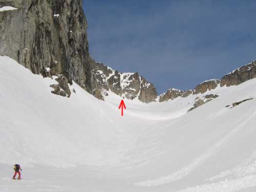 Glaciar de las Nous (Neus o Neous) y corredor de ascenso al Balatous