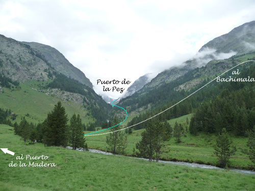 ruta de la cresta de la Pez, Vado de Bachimala, y subida a Bachimala