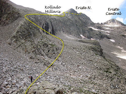 Collado de Millars y ascenso al Eriste Norte, Pic d'Erist nord