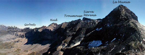 cresta de Troumouse: Heid, Sierra Morena (Serre Mourne) y La Munia,