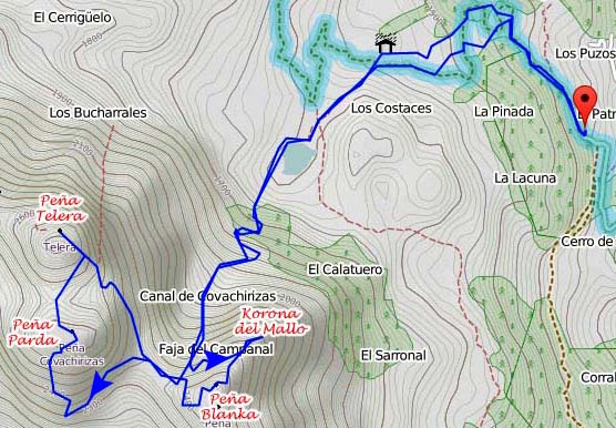 Track de la ascensin a Pea Parda, Pea Telera, Corona del Mallo y Pea Blanca
