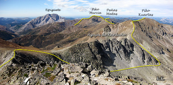 Rodeo de las Agujas de Cardao, ascesin al Pico Cuartas y cresta al Pico Murcia