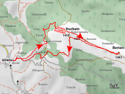 Ruta al Beriain (San Donato) por la grieta de Ihurbain