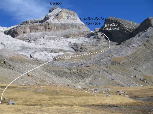 Pico del Casco de Marboré, gruta de Casteret