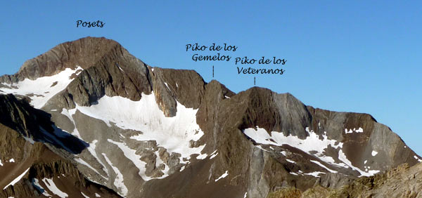 Posets (Llardana), Pico de los veteranos (Pic des Vétérans), Pico de los Gemelos Ravier (Pic des Jumeaux Ravier)