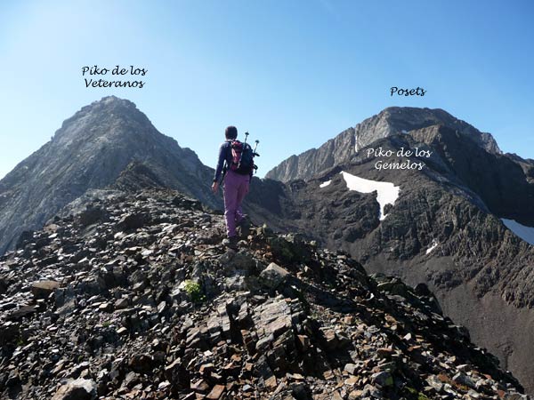 Subida al Pico de los Gemelos y a los Veteranos (Pic des vétérans), Pico de los Gemelos Ravier (Pic des jumeaux Ravier) y Posets