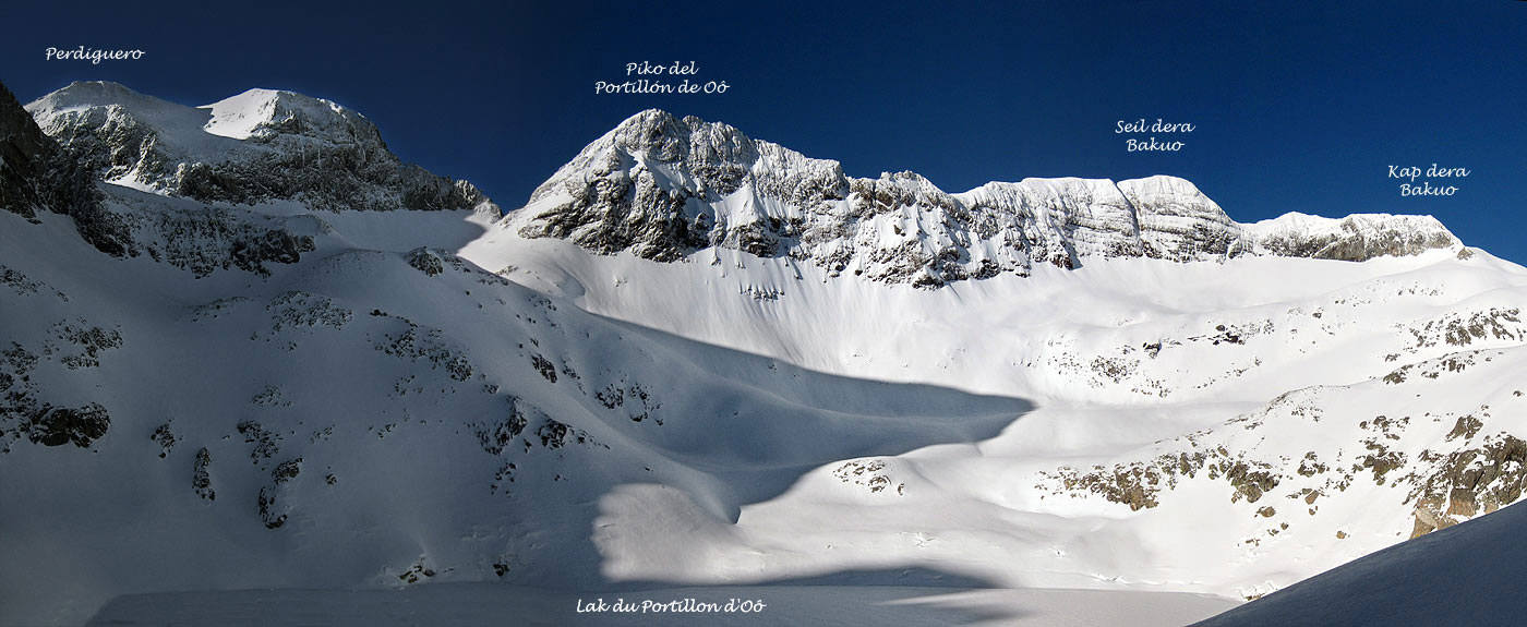 -Foto: paisaje nevado: Perdiguero, Lago del Portillón de Oô, cresta del Seil dera Baquo