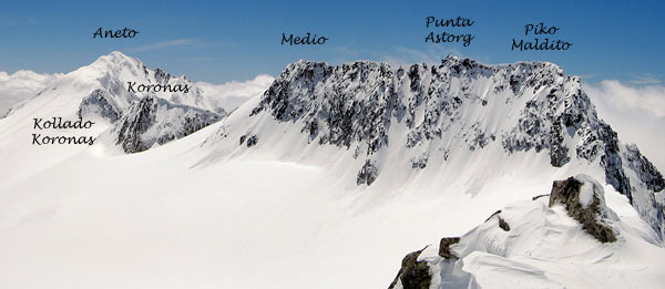 Aneto, Cresta del Medio, Punta d'Astorg, Pico Madito