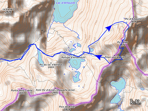 ruta de subida al pico Palas por los geodésicos