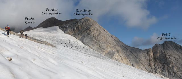 glaciar de Vignemale: Pitón Carré, Punta y Espalda Chausenque, Petit Vignemale
