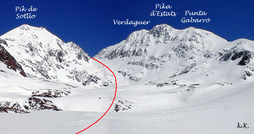 Ascensión al Sotllo, Verdaguer, Pica d'Estats, Punta Gabarró