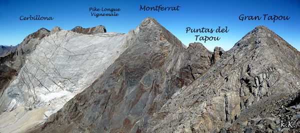 cresta Vignemale: Cerbillona, Pico Central, Pique Longe, Montferrat, Puntas del Tapou, Grand Tapou