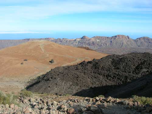 Ruta a pie al Teide, vista de la Montaña Blanca
