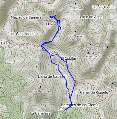 track de la ascensión a los Picos de la Bernera