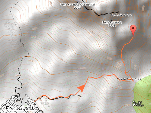 Track de acceso a escalada Valle de Tena