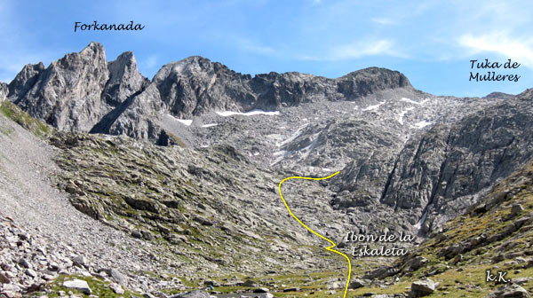ruta de subida al Pico Forcanada desde la Escaleta