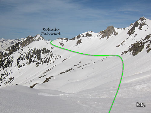 transpirenaica en esquís: acceso al collado de PuiArcol