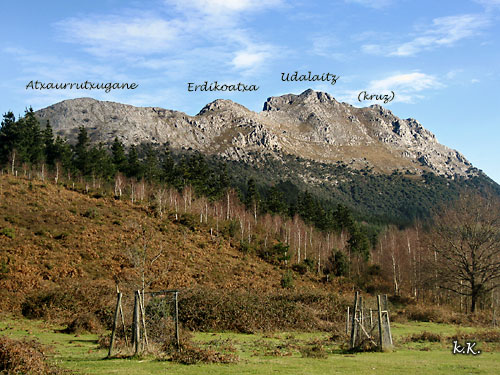 cresta de Udala: Atxaurrutxugane, Erdikoatxa (Erdiko Axpunta), Udalaitz